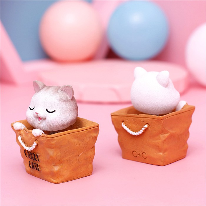 Tượng mèo con lắc lư Crazy Cat, mô hình Mèo trang trí để bàn, để ô tô