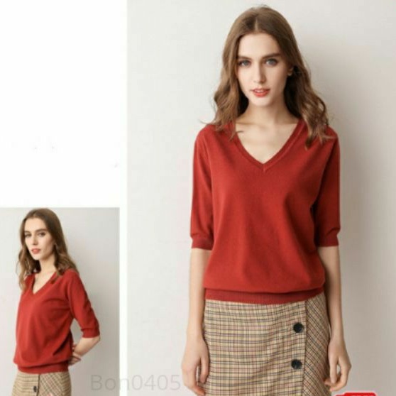Áo Len Nữ Tay Lỡ Cổ V Tim, Chất Mongtoghi Cực Mềm Mịn. | BigBuy360 - bigbuy360.vn