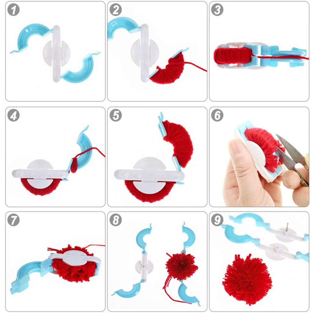 YIYU TYLER1 Round Fluff Ball Weaver Essential Knitting Tool Pompom Maker Set Pom Pom 4 Sizes DIY For Hat Scarf Decoration Needle Craft