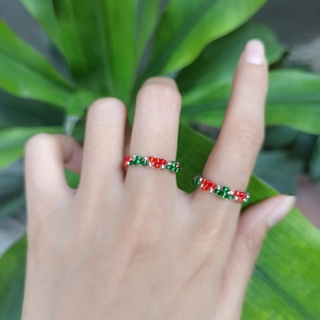 Nhẫn Nữ Christmas Hạt Cườm 2mm Không Co Giãn RF17