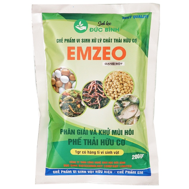 Men vi sinh phân huỷ và khử mùi chất thải hữu cơ Emzeo gói 200