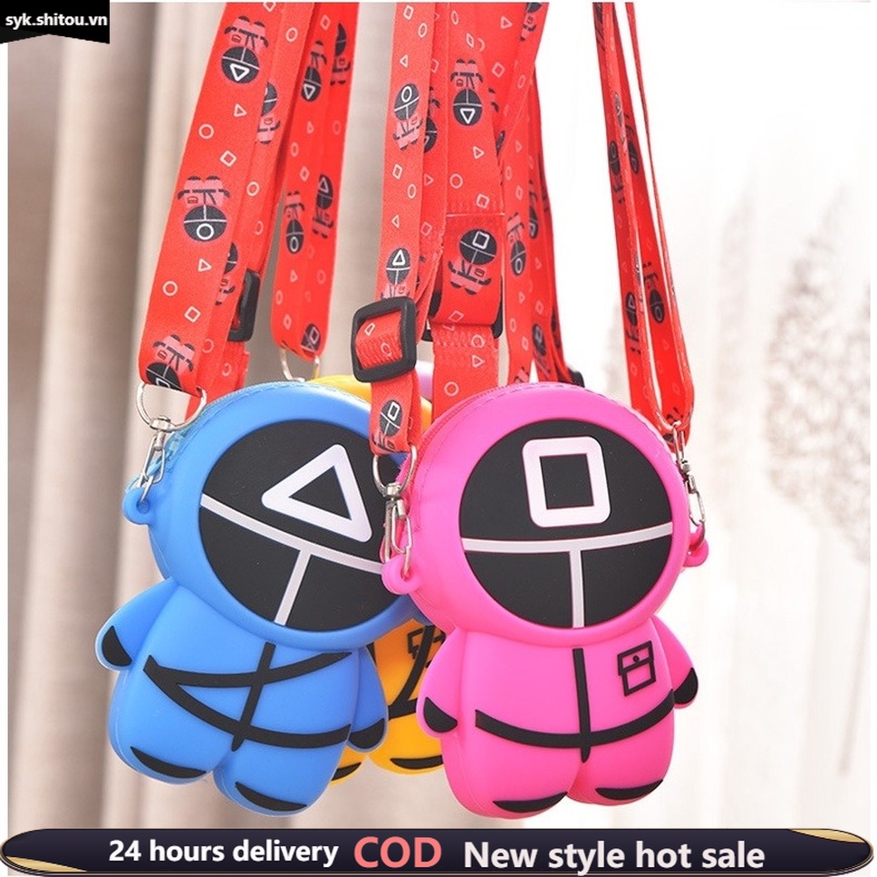 COD mới Trò chơi câu mực Pop It Fidget Túi đeo vai / Ví tiền xu của trẻ em Push Bubble Silicone Đồ chơi - Quà tặng sinh nhật cho trẻ em~Hàng giao ngay