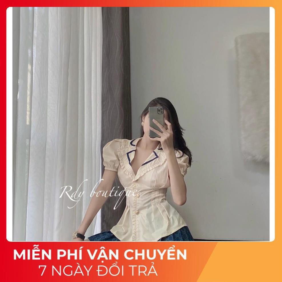 [ 𝐅𝐑𝐄𝐄 𝐒𝐇𝐈𝐏 ] Set Sơ Mi Bèo Tay Bồng Mix Chân Váy Nắp Túi | BigBuy360 - bigbuy360.vn