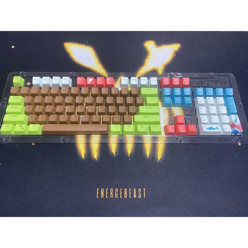 RK 61/87/104 Keycaps PBT Chất liệu OEM Chứa nhiều phím, có đèn nền Bàn phím cơ hai màu có đèn nền