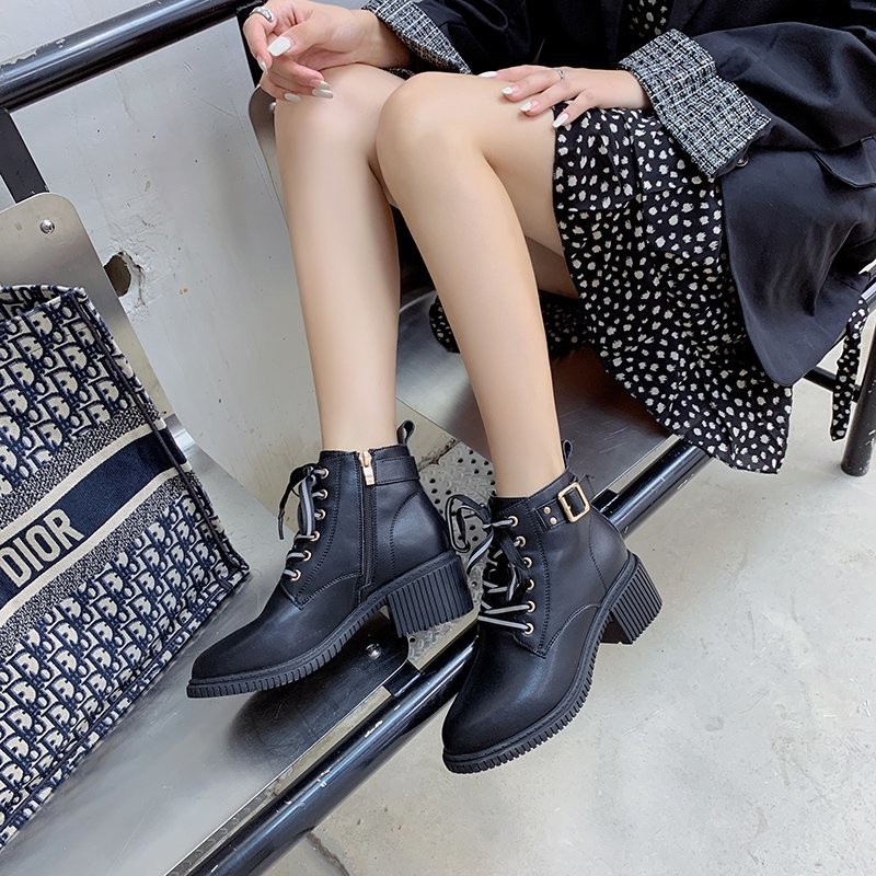 Giày bốt Nữ phong cách Anh quốc cổ cao đế cao 5P | BigBuy360 - bigbuy360.vn