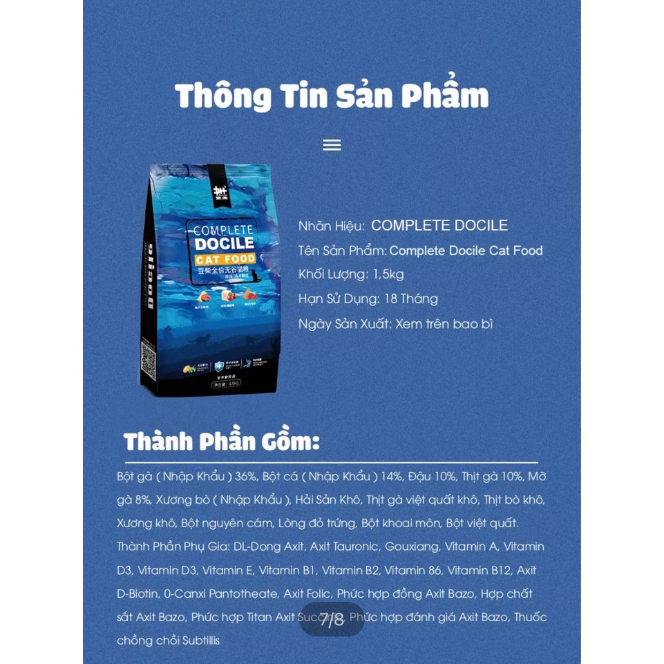 Hạt thức ăn cho mèo DOCILE 4 món thịt tươi và rau củ