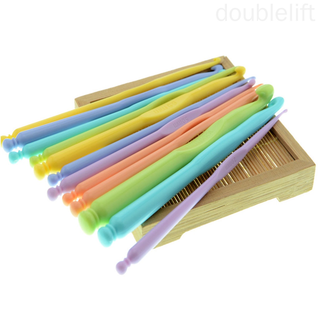 12 Pcs/set Knitting Crochet Needles Yarn Knitting Plastic Crochet Hooks Crocheter Tools Kit doublelift store