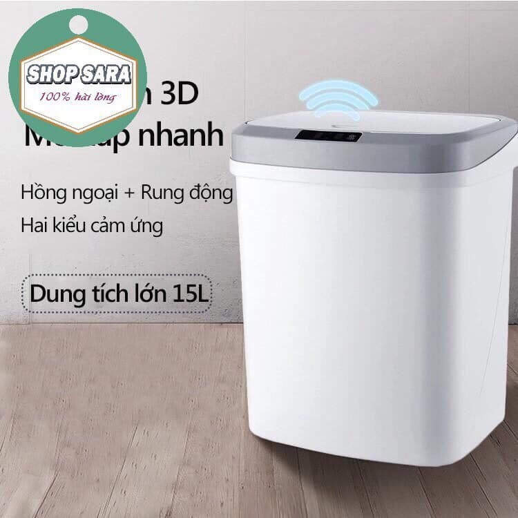 Thùng rác cảm ứng tự động đóng mở siêu tiện dụng - DUNG TÍCH 15L