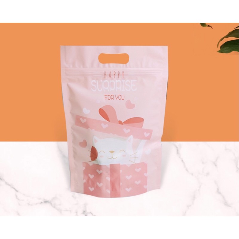 Túi zip hộp quà mèo đựng bánh cookie, kẹo, mứt - set 10 cái (2441)