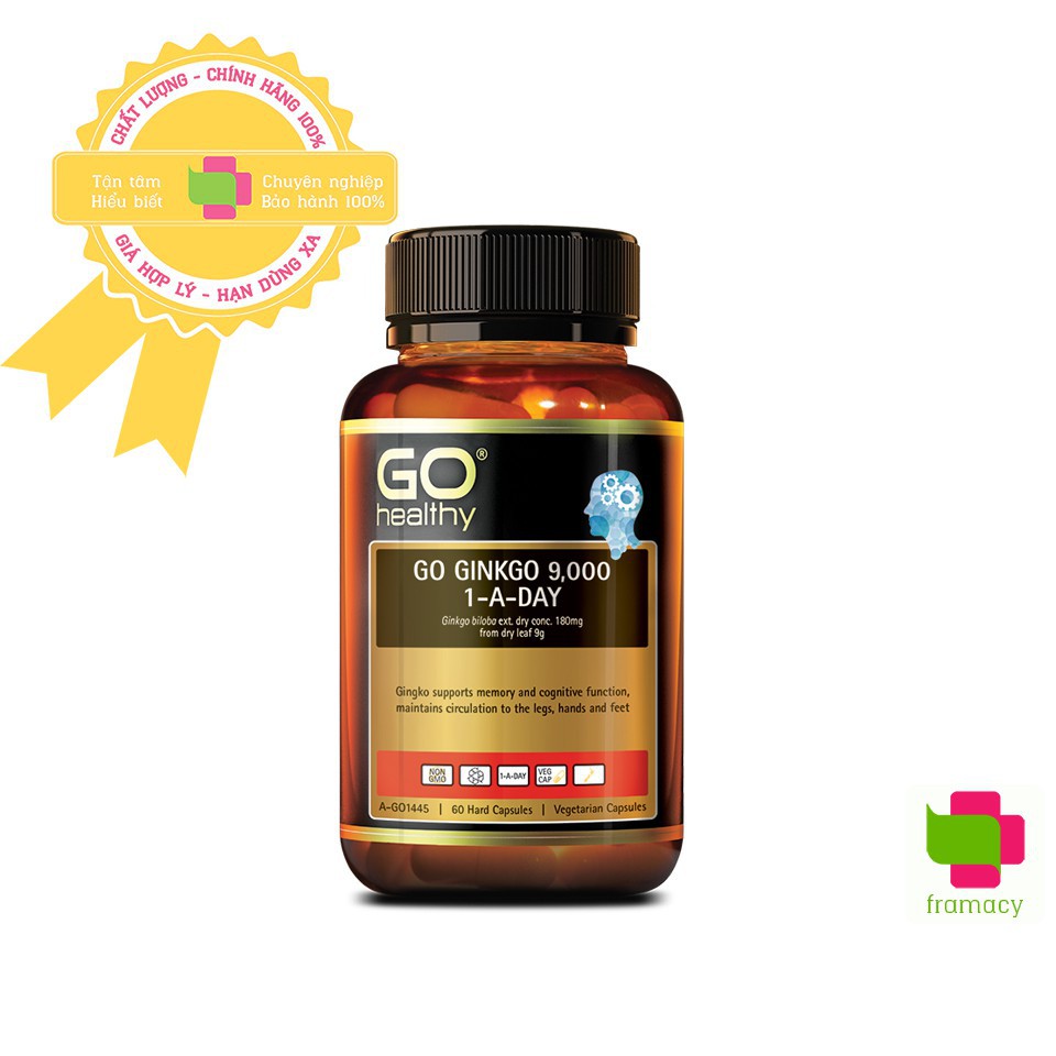 Viên uống bổ não GO Healthy Go Ginkgo 9000 1-A-Day, New Zealand (60v) cho người lớn trên 18 tuổi | BigBuy360 - bigbuy360.vn