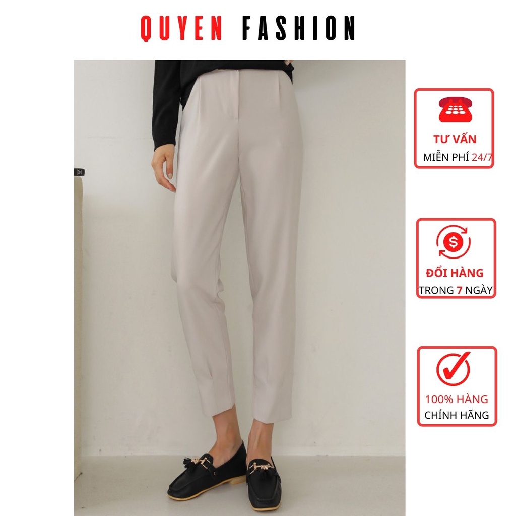Quần Âu Công Sở Nữ Thời Trang Quyên Fashion, Dáng Côn Đứng Xếp Li Gấu QQM127