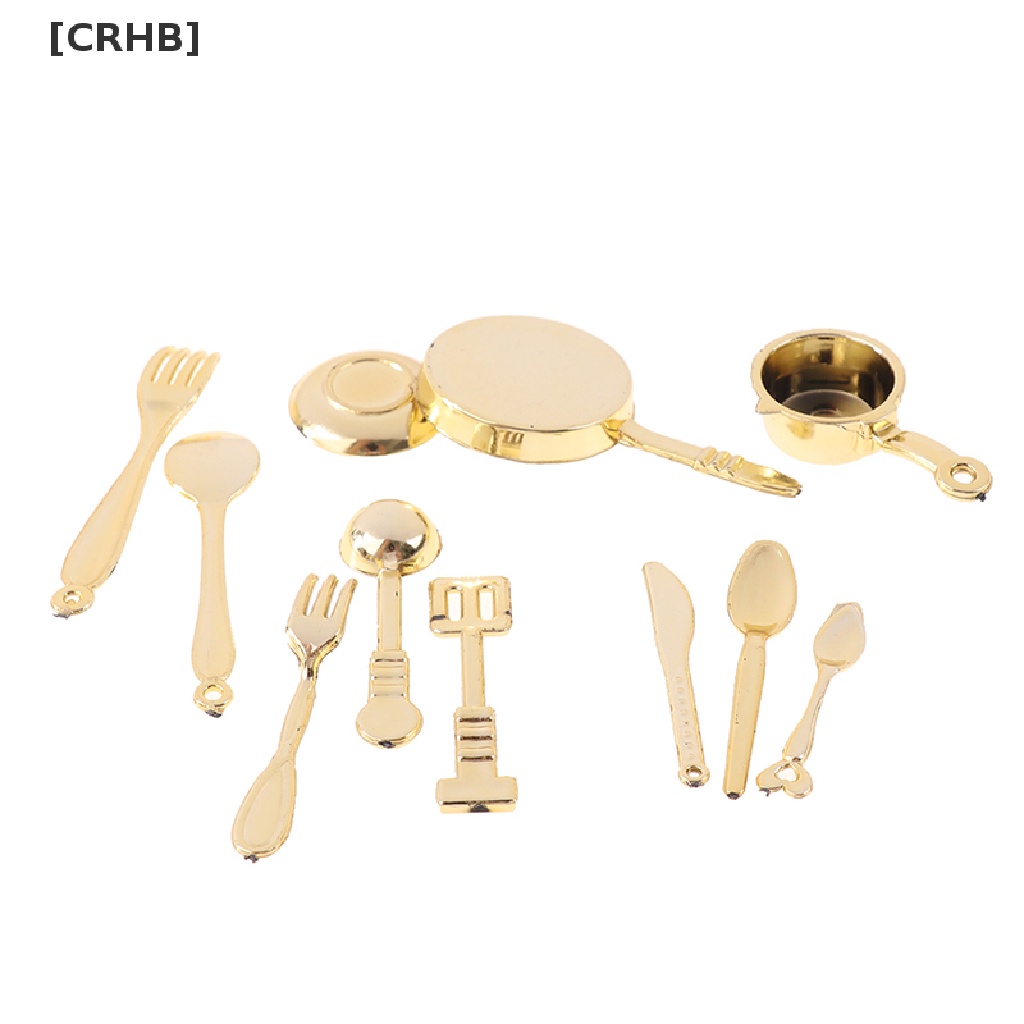 [CRHB] 1Set 1:12 Dollhouse Mini Pot Shovel Fork Spoon Tableware Kitchen Cookware Decor Hot Sell