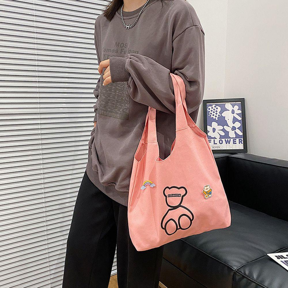 Túi Canvas Đeo Vai Sức Chứa Lớn Họa Tiết Hoạt Hình Cho Nữ