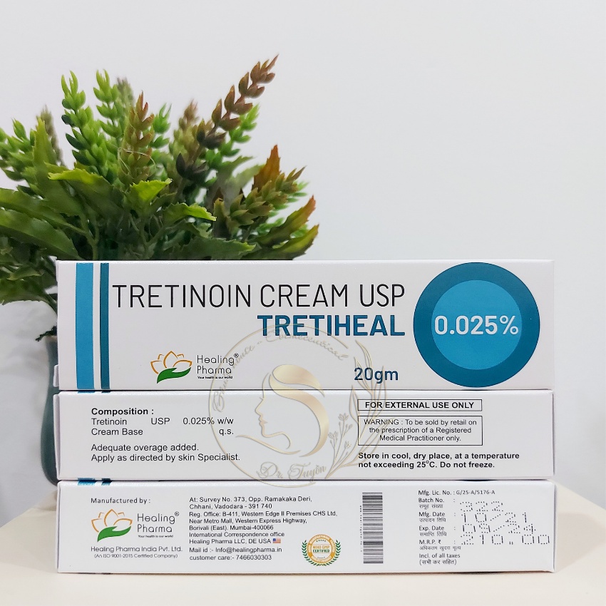 Tretiheal - Tretiheal USP Cream 0.025/0.05/0.1% Kem hỗ trợ giảm và ngăn ngừa mụn, trẻ hóa da, thu nhỏ lỗ chân lông 20g