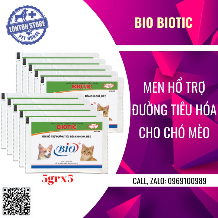 BIO Biotic - Combo 5 gói Men Tiêu Hóa Hỗ Trợ Đường Tiêu Hóa Cho Thú Cưng- Lonton store &amp; Bio