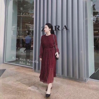Váy bầu chấm bi dáng dài siêu xinh