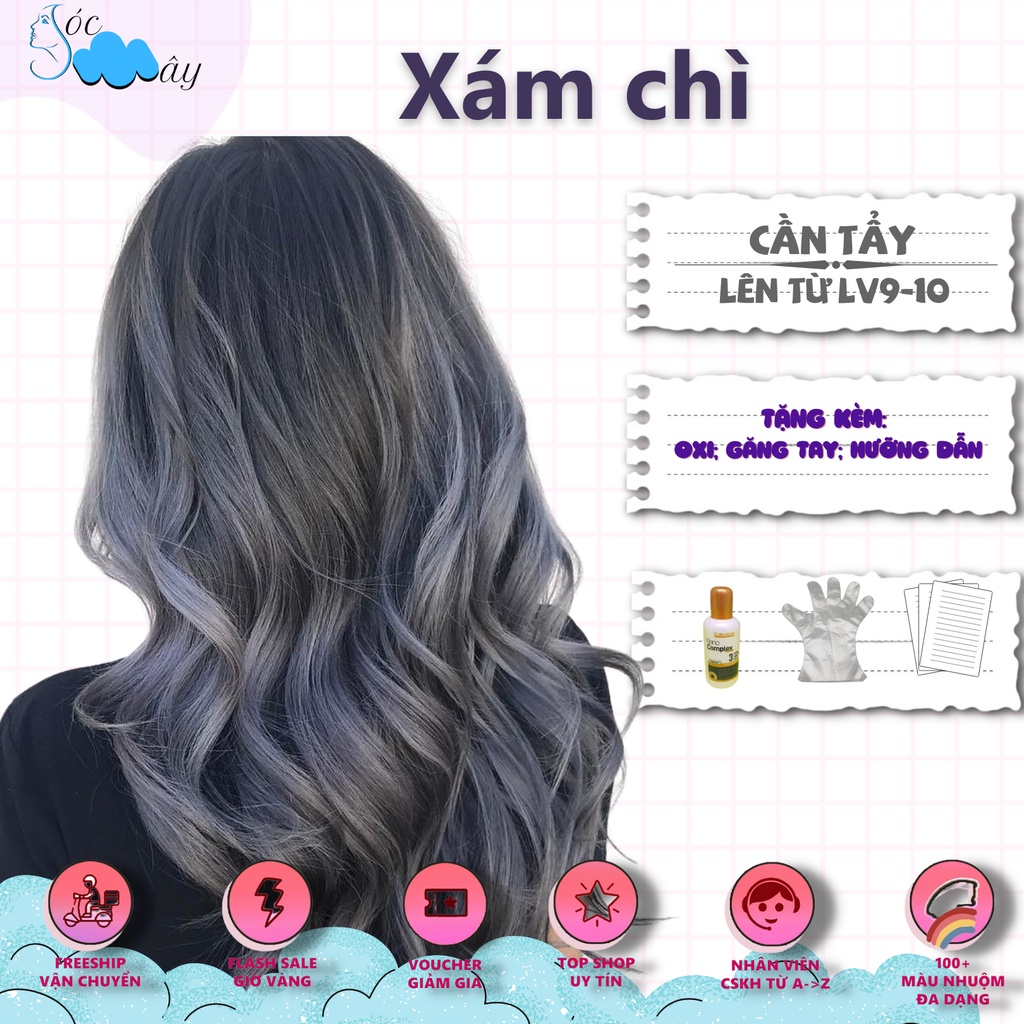 Kem nhuộm dưỡng tóc màu Xám chì (TẶNG OXY)