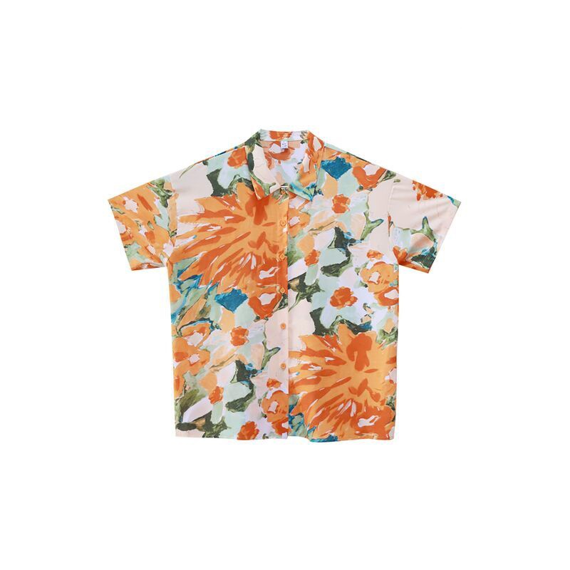 Áo Sơ Mi Tay Ngắn Dáng Rộng Phong Cách Hawaii Cho Nữ
