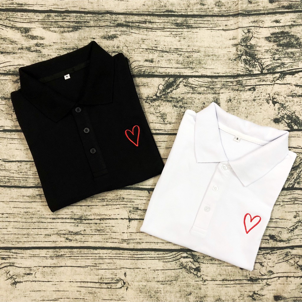 Áo thun Polo Unisex cá sấu 4 chiều - Thêu Trái Tim | BigBuy360 - bigbuy360.vn