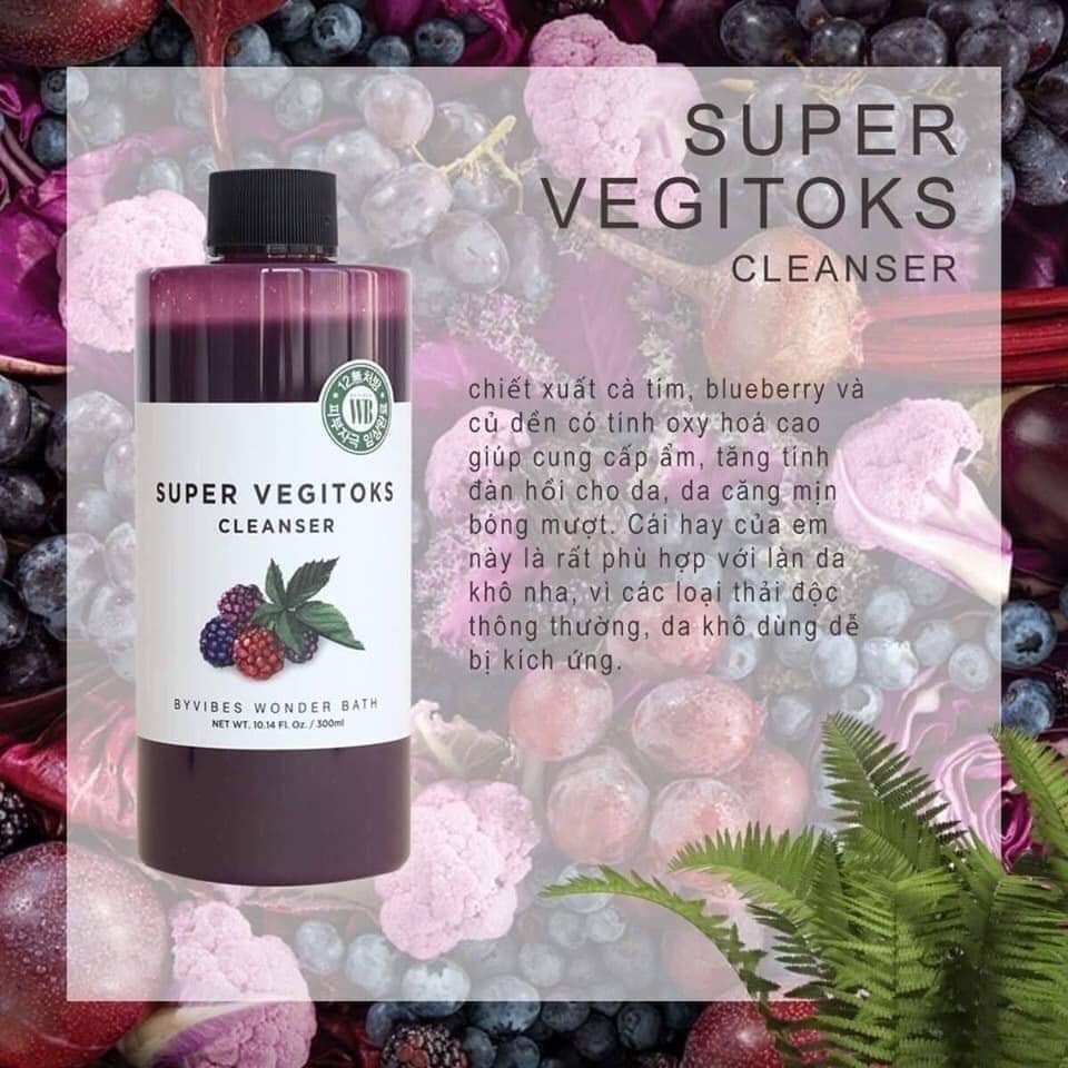 Sữa Rửa Mặt Thải Độc Rau Củ Wonder Bath Super Vegitoks Cleanser (300ml)