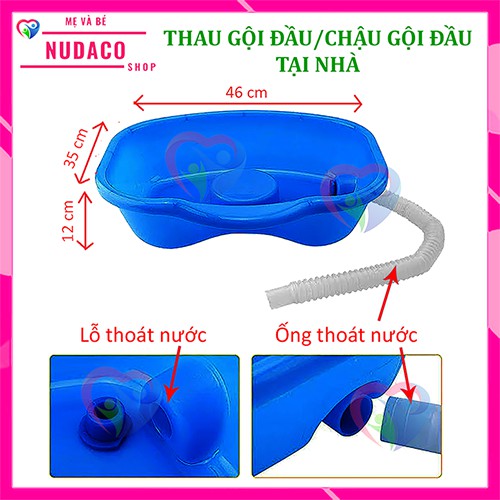 THAU GỘI ĐẦU/ CHẬU GỘI ĐẦU TẠI GIƯỜNG, TẠI NHÀ NUDACO DÙNG CHO TRẺ NHỎ, MẸ BẦU, PHỤ NỮ SAU SINH, NGƯỜI GIÀ, NGƯỜI BỆNH