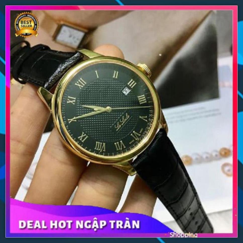 Đồng Hồ Nam 1853 Dây Da Quartz Vàng Mặt Đen , Đồng hồ thật giá trị thật
