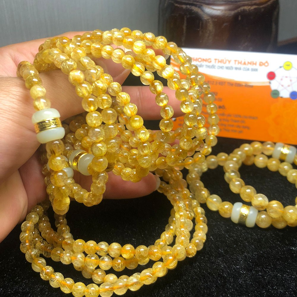 [VIP 5A - T.A Tóc Vàng] - Chuỗi Vòng T.A Tóc Vàng VIP chất đá trong, dày tóc, Size 6 - 7.5mm - Phong Thủy Thành Đô | BigBuy360 - bigbuy360.vn