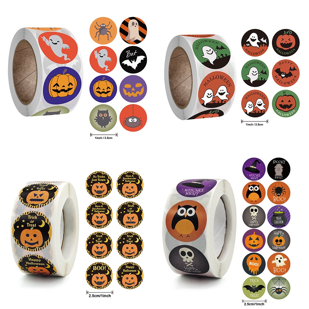 Cuộn 500 Miếng Dán Hoạt Hình Phong Cách Halloween