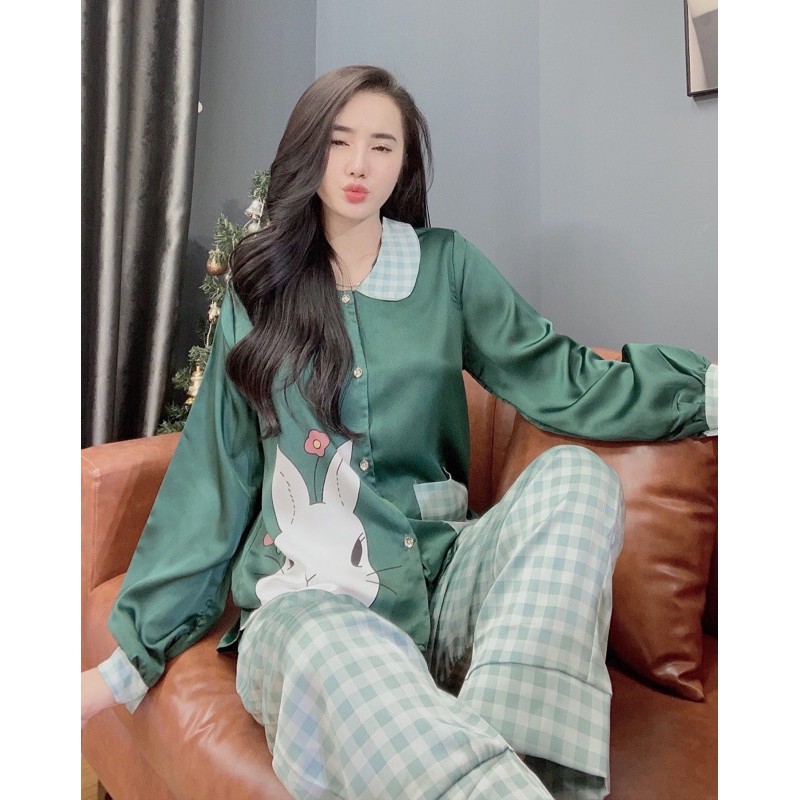 Đồ Bộ Pijama- Bộ Lụa Satin Tay Dài Tiểu thư