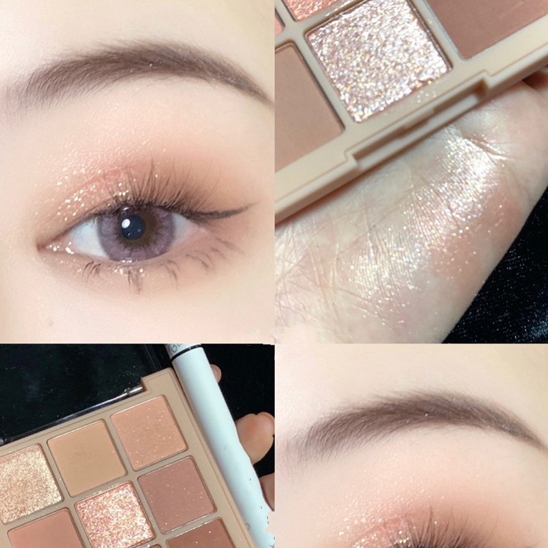 DIKALU Bảng Phấn Mắt 9 Màu Nude Ánh Ngọc Trai Lấp Lánh Trang Điểm Chuyên Nghiệp