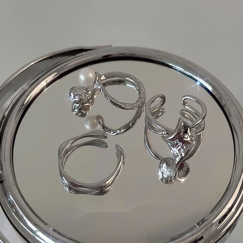 Bộ Ba Chiếc Nhẫn Hở Đính Ngọc Trai zircon Phong Cách Hàn Quốc Thời Trang Cao Cấp Có Thể Điều Chỉnh Cá Tính Dành Cho Bạn Nữ