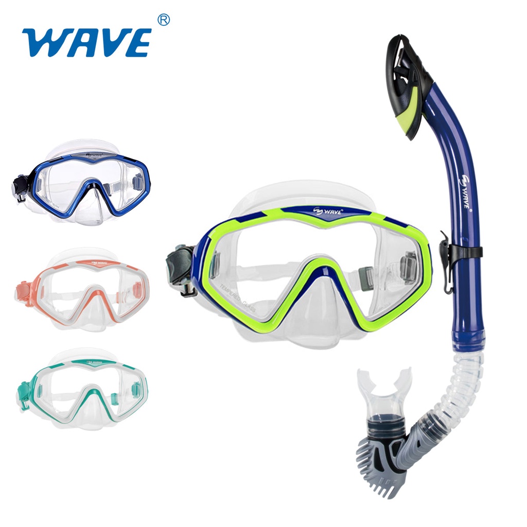 WAVE Bộ Mặt Nạ Sóng + Ống Thở Dễ Dàng Điều Chỉnh Cho Người Lớn (Một Kích Thước Phù Hợp Với Hầu Hết Hầu Hết Các Loại Phụ Kiện)