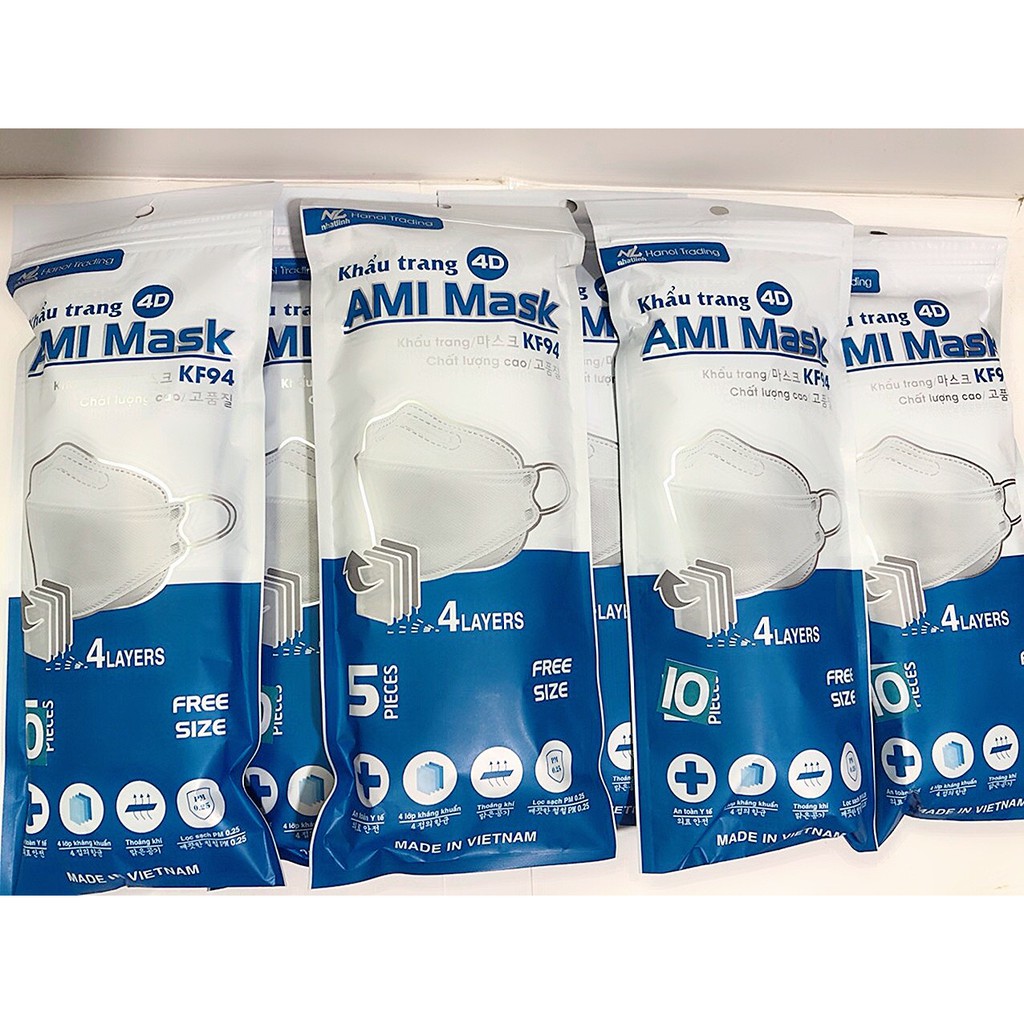 Set 30 Chiếc Khẩu trang 4D KF94 AMI MASK Chống Bụi Mịn Kháng Khuẩn Cao Cấp Hàn Quốc