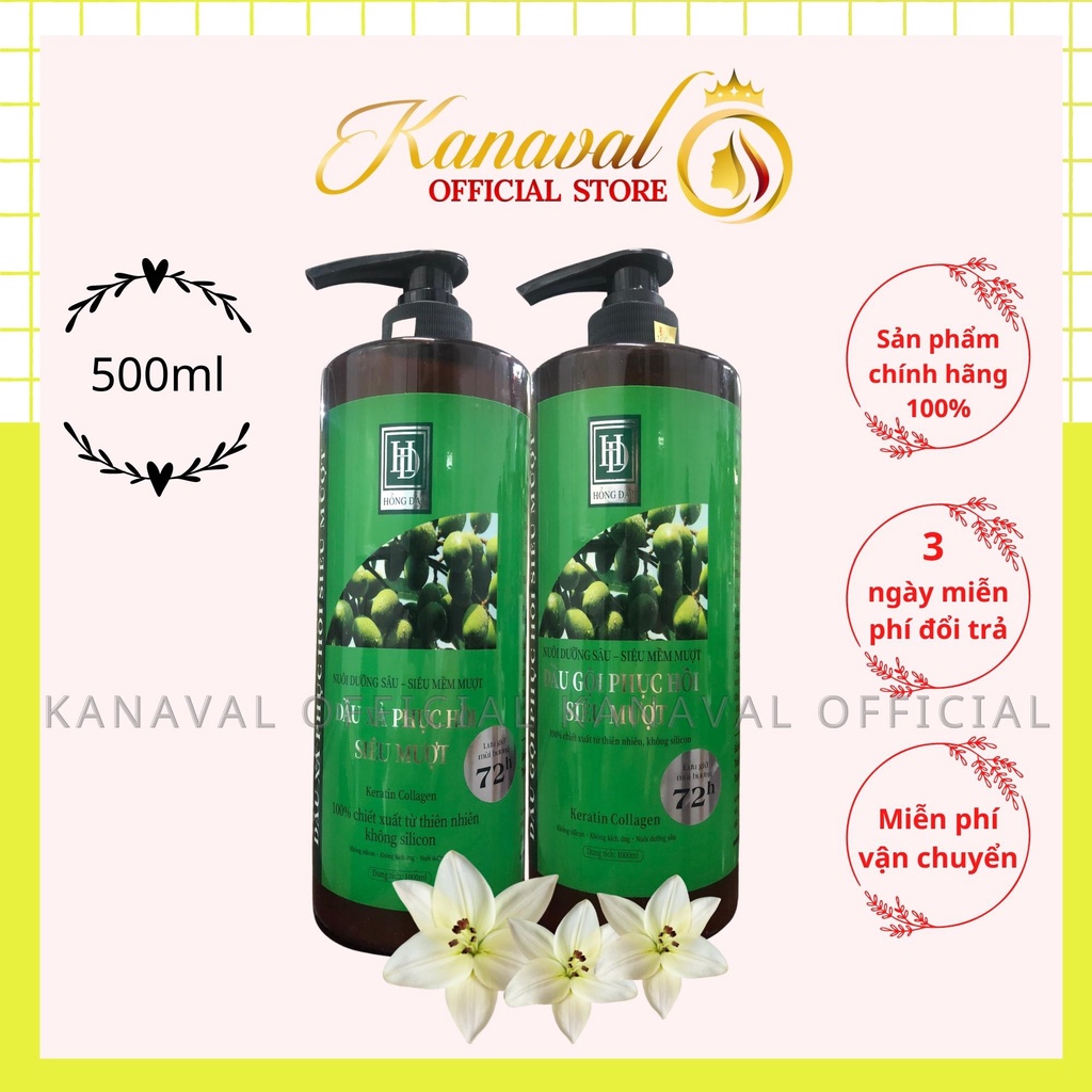 Cặp Dầu Gội Hồng Đạt 72H 500ml Kanaval Official Hương Thơm Chuẩn Salon Giảm Rụng Tóc Phục Hồi Siêu Mượt Lưu Hương 72H