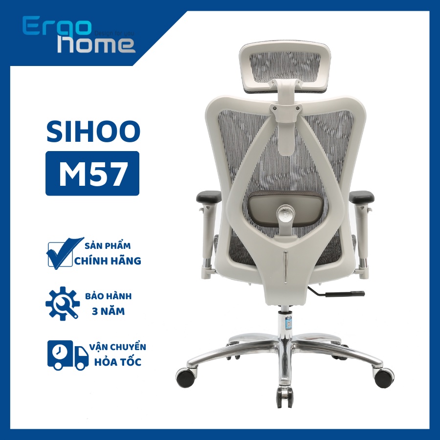 Ghế SIHOO M57 - Ghế lưới thiết kể chuẩn Công thái học Ergonomic, điều chỉnh lưng bảo vệ cột sống
