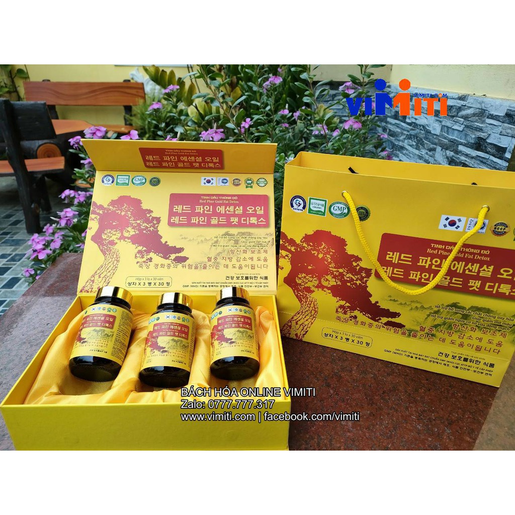 Tinh dầu thông đỏ hàn quốc Red pine gold fat detox hộp 3 lọ