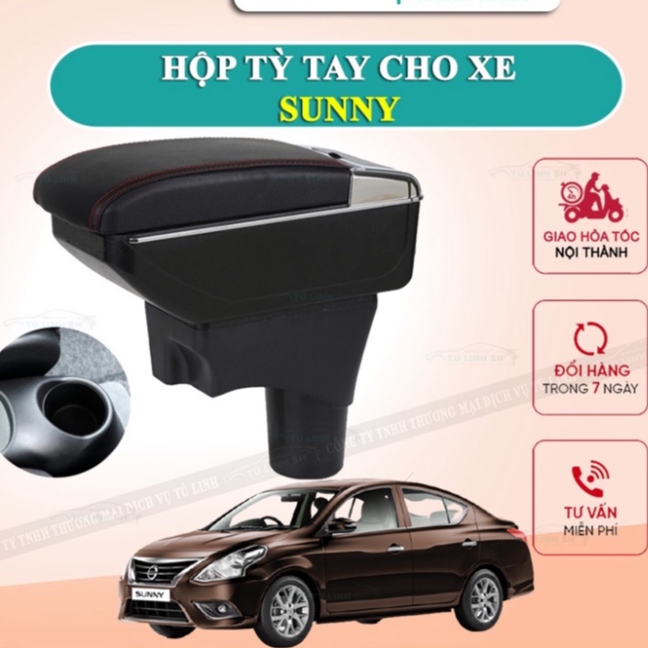 Hộp tỳ tay xe SUNNY cao cấp tích hợp cổng sạc USB - Bảo hành 12 tháng