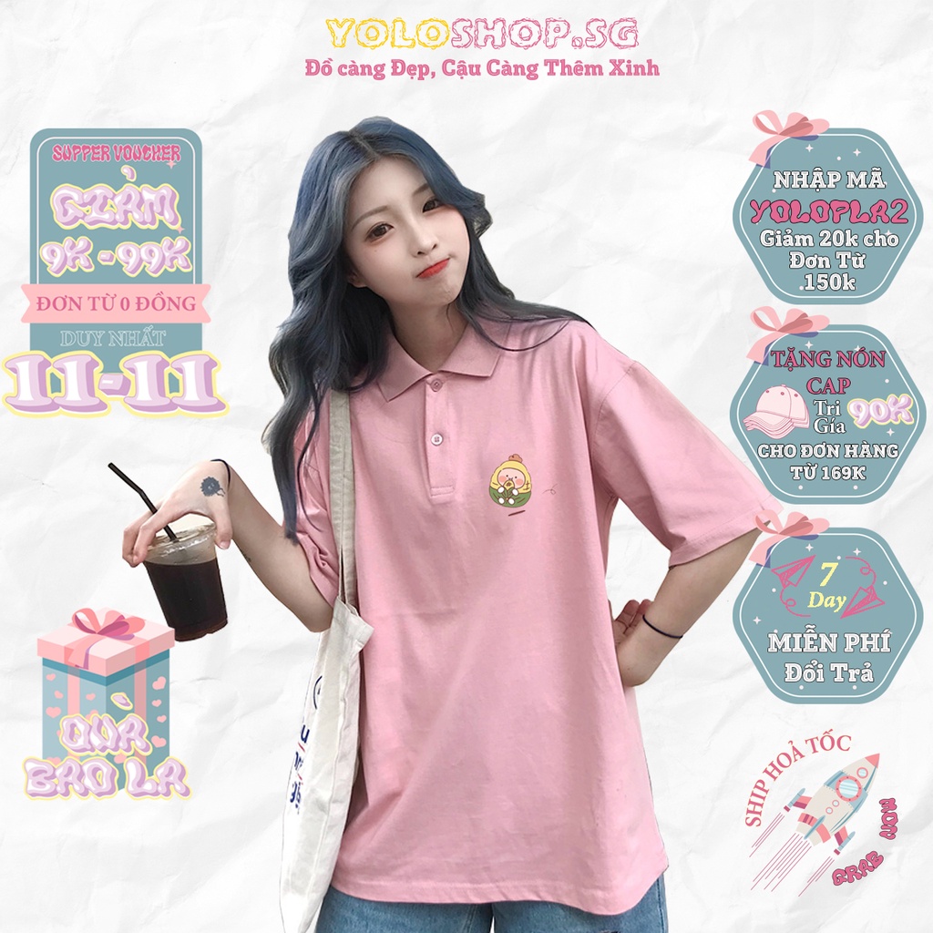 Áo thun polo tay lỡ 🌽 PEACH BẮP 🌽 phông Unisex nam nữ tee oversize form rộng pull Ulzzang Streetwear Hàn Quốc vải mềm