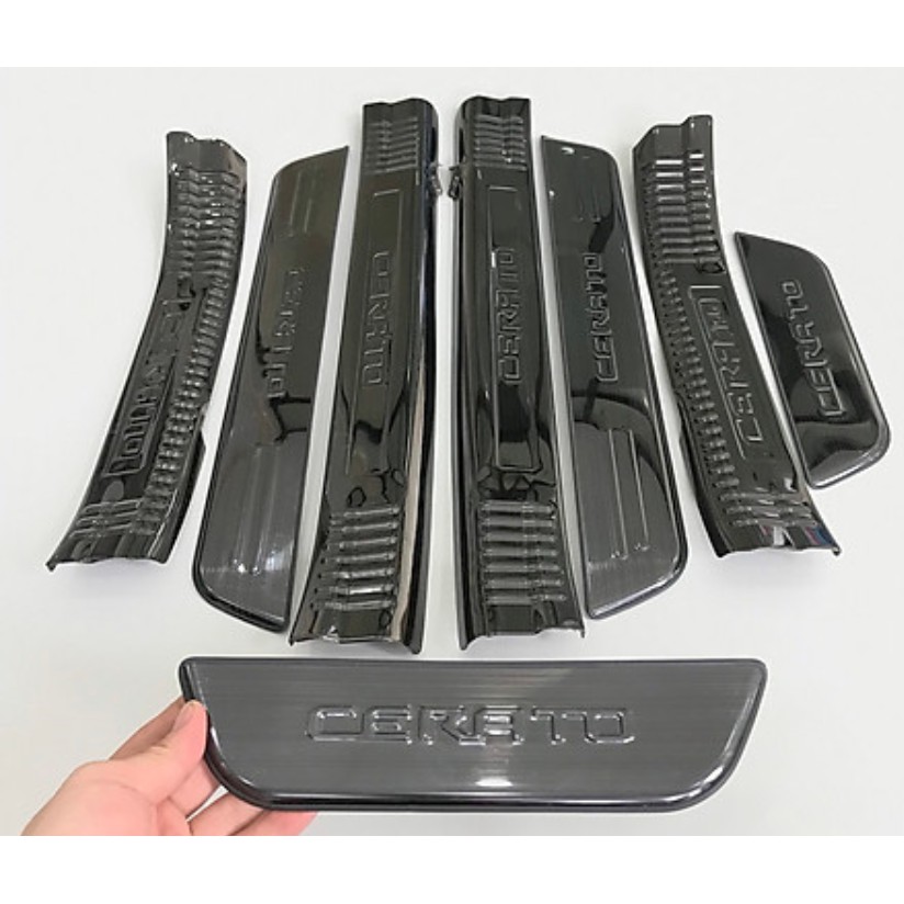 Ốp Bậc Cửa, Nẹp Bước Chân KIA Cerato 2019-2021 Vân Titan Trong, Ngoài cao Cấp