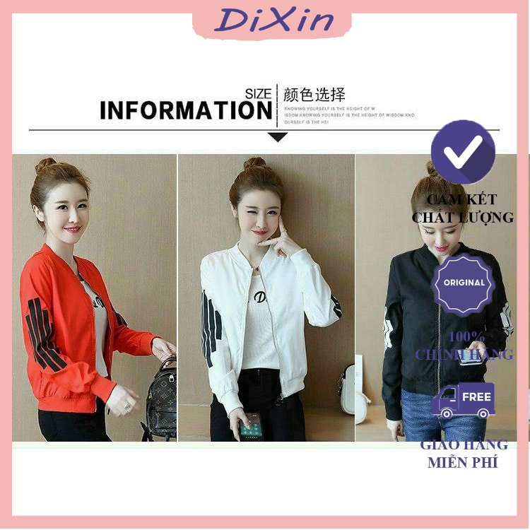 Áo Khoác Unisex Bomber Chất Dù Phối Sọc Dây Kéo Lên