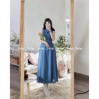 Váy sát tanktop suông Đầm trơn vintage dáng dài