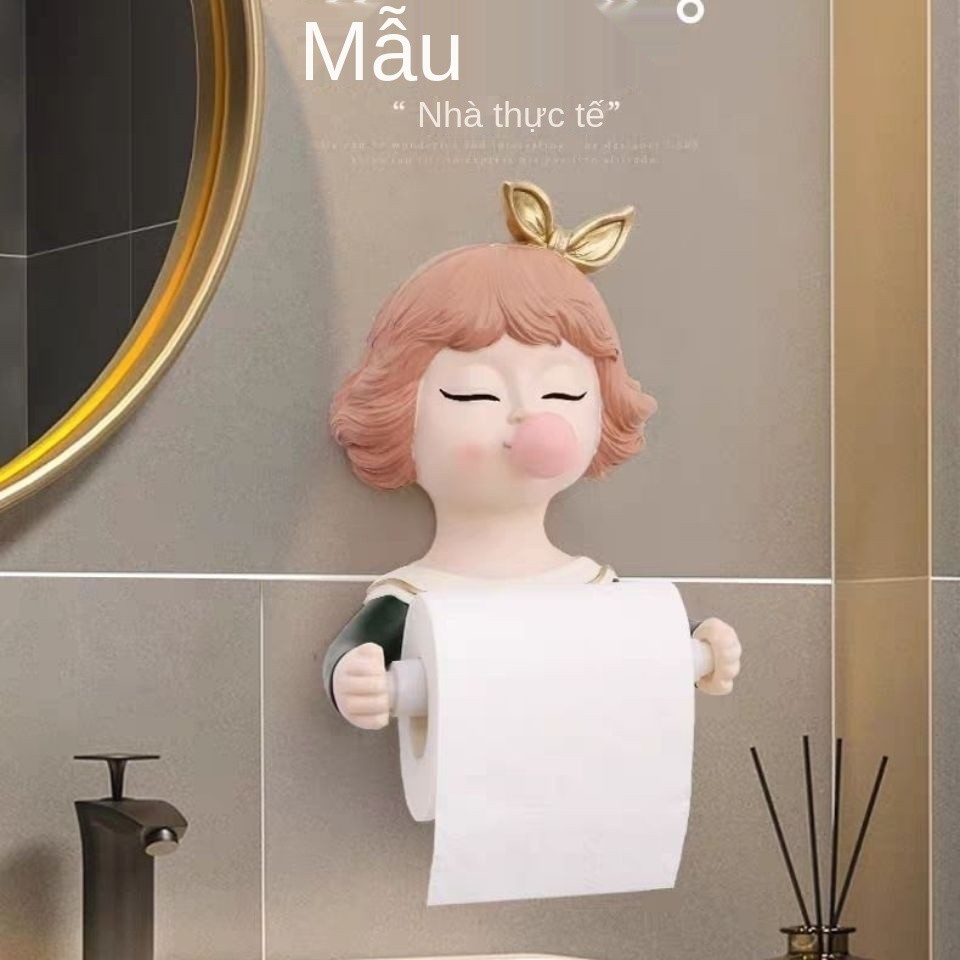 ✠Bubble Girl Toilet Hộp đựng khăn giấy toilet Cuộn ống giấy Móc treo Kệ đựng giấy vệ sinh sáng tạo Hộp bơm Miễn phí Punc