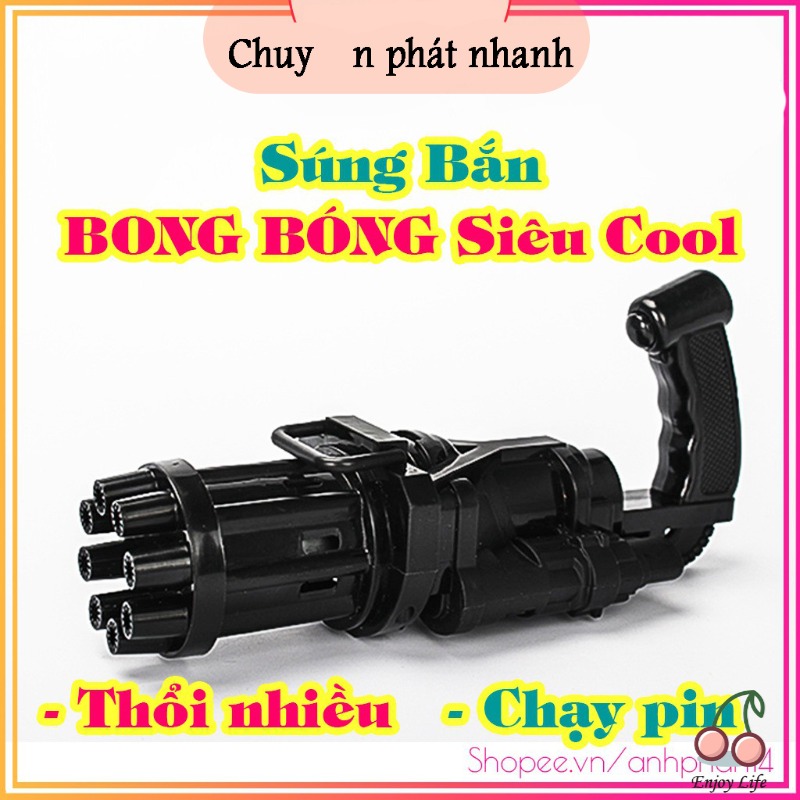 Súng Thổi Bong Bóng Xà Phòng Ngoài Trời Cho Trẻ Em Với 8 Nòng Siêu Mạnh Chạy Pin 2021 