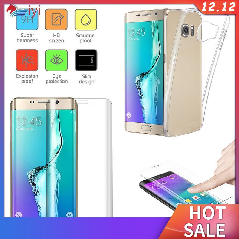 Bộ ốp điện thoại nhựa dẻo kèm kính cường lực cho Samsung Galaxy S6 Edge Plus
