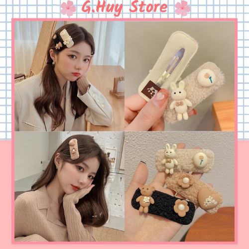 Kẹp tóc mái hình gấu cute phong cách Hàn Quốc siêu xinh