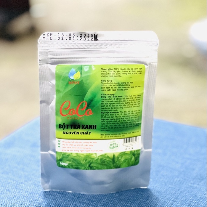 100g Bột Trà Xanh Nguyên Chất Hoặc Bột Cám Gạo Trà Xanh Handmade .