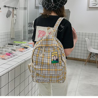 Cặp sách balo ulzzang vải kẻ caro nhiều màu dễ thương - doramimi