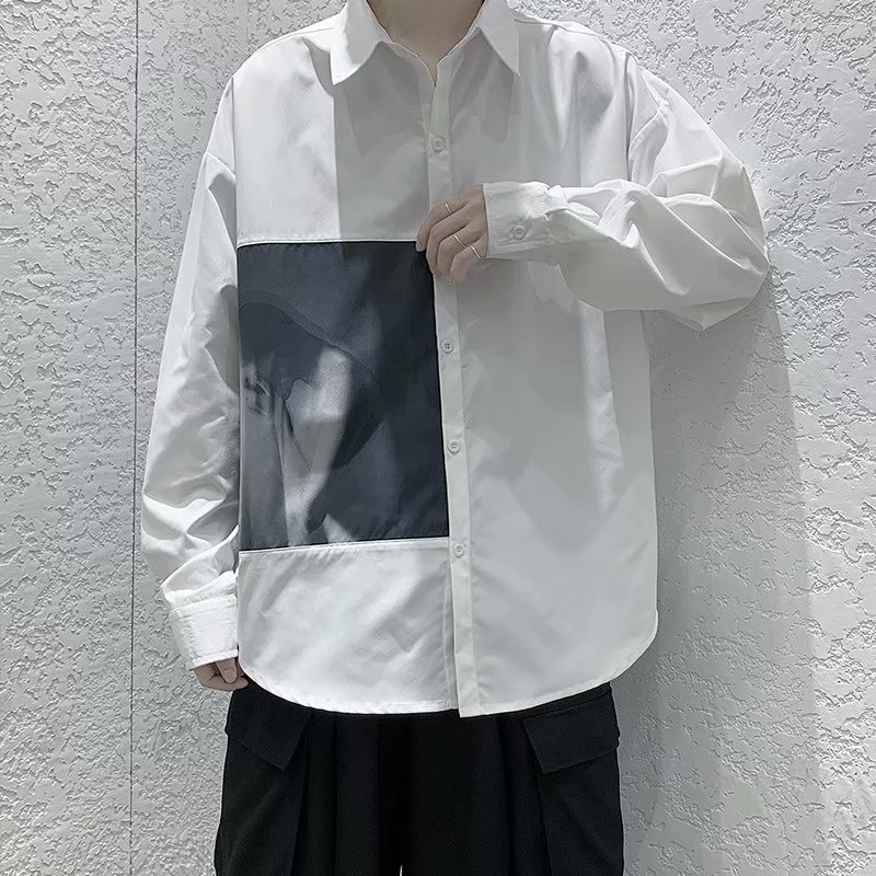 Áo Sơ Mi Nam Dài Tay Màu Đen Họa Tiết In Thời Trang