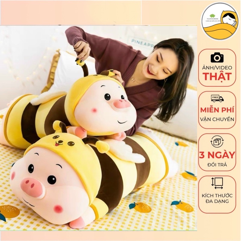 Gối Ôm Gấu Bông Heo On Đáng Yêu Vải Nhung Co Dãn 4 Chiều Hàng Cao Cấpg