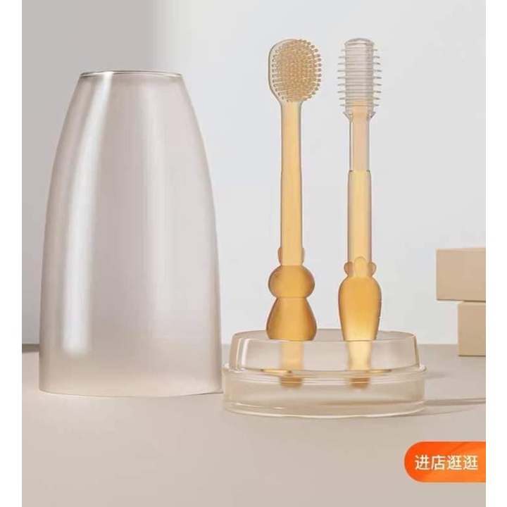 Set Rơ Lưỡi + Bàn Chải Silicon Cho Bé 0-18 THÁNG